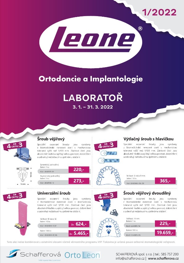 Akční leták Leone - vše pro ortodoncii laboratoř - 1. čtvrtletí 2022
